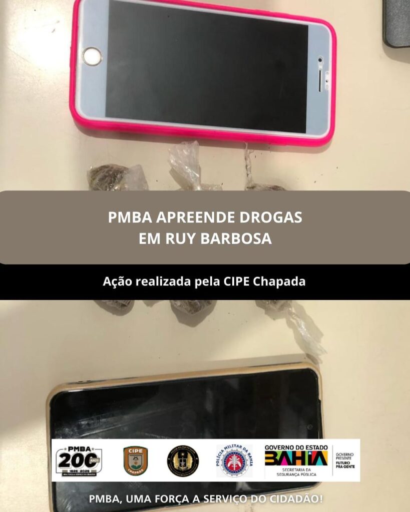 Homem é detido com drogas e celulares após tentativa de fuga no povoado de Tapiraípe, em Ruy Barbosa