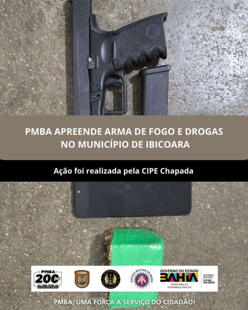 Confronto com a polícia termina com apreensão de arma e droga em Cascavel, distrito de Ibicoara