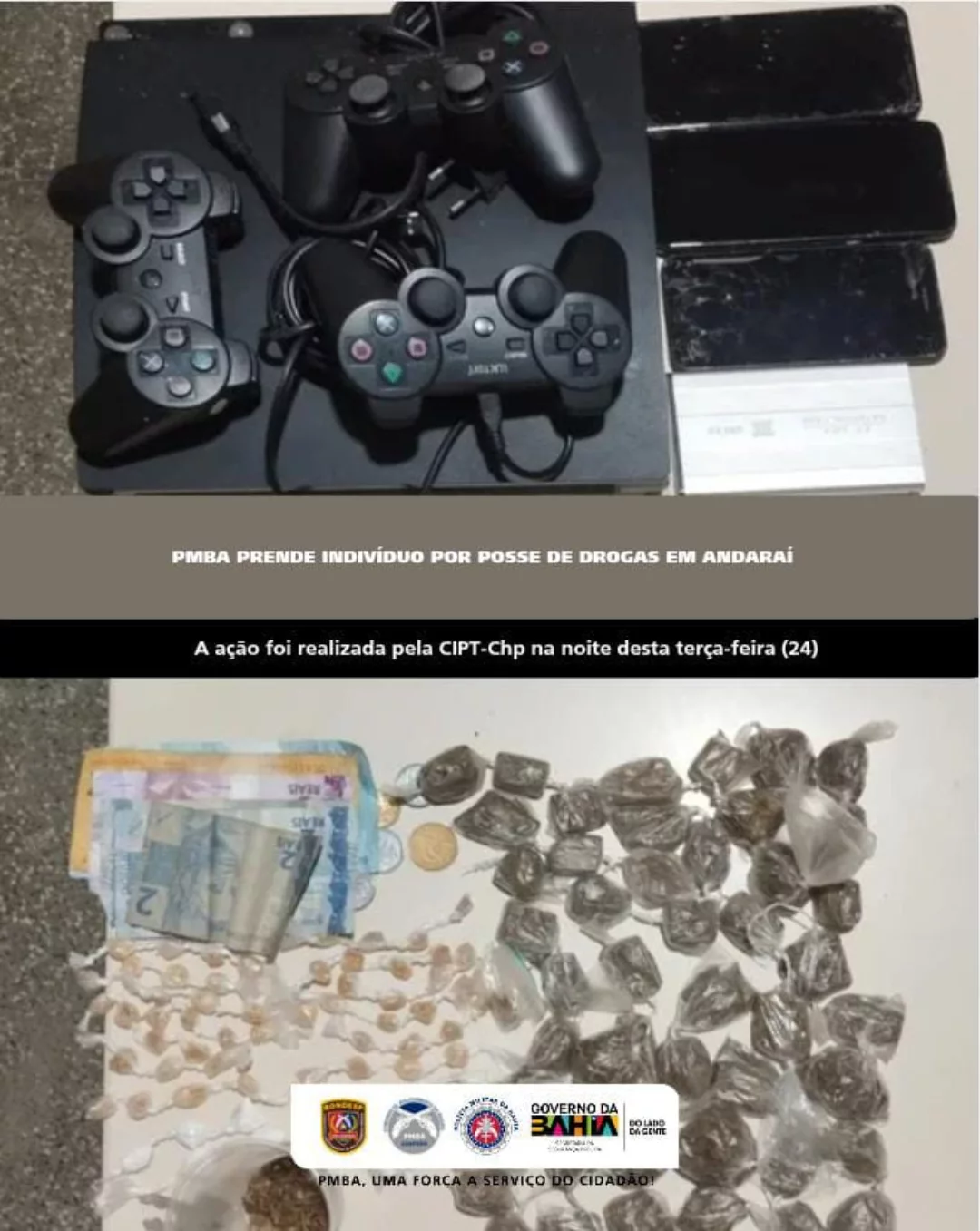 Suspeito é detido com drogas, celulares e videogame em Andaraí na Chapada Diamantina