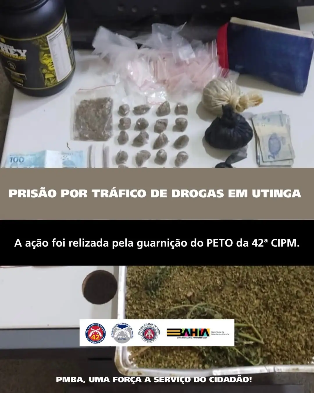 PETO da 42ª CIPM prende suspeito por tráfico de drogas em Utinga, na Chapada Diamantina