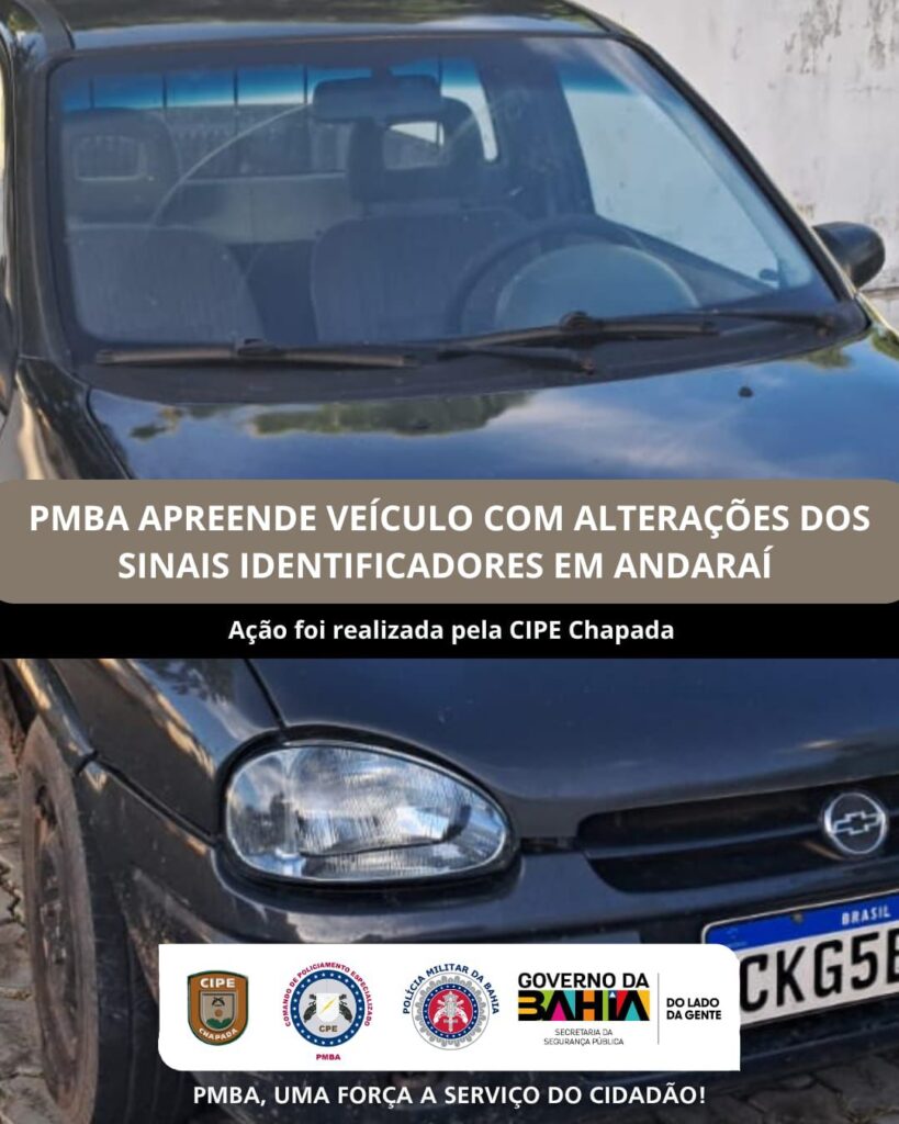 PM apreende veículo com sinais de adulteração em Andaraí na Chapada Diamantina