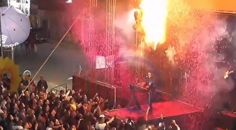 Balões pegam fogo durante show de Tiago Aquino no São João de Utinga