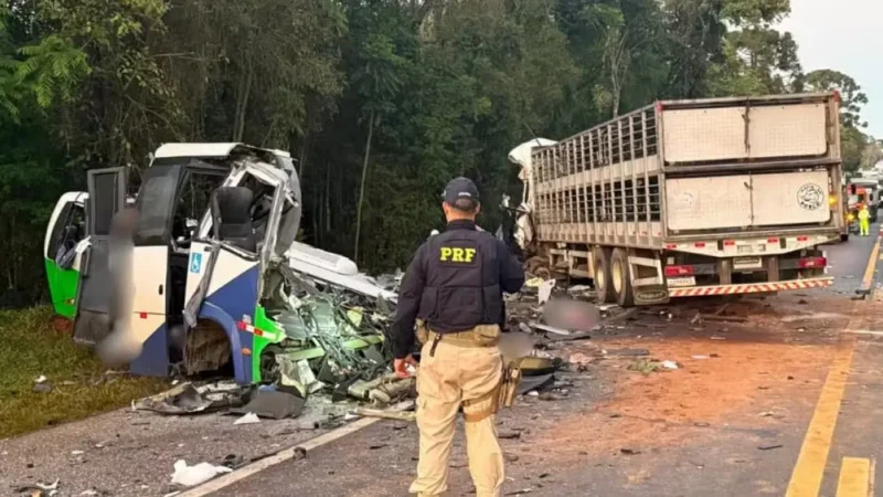 Acidente deixa 22 mortos e 5 feridos após colisão entre micro-ônibus e carreta